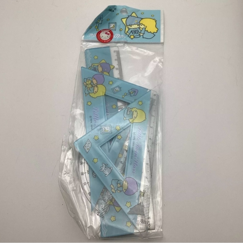 Sanrio Little Twin Stars metric ruler / Geometry Set 2004 NIP Vintage